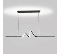YCVAWEOD Ultra-Thin Linear Pendant Light, Spiral Long Hanging Lamp, Metal Strip Suspension Lamps with White Silicone Lampshade, Modern 22W LED, Twisted Dining Room Drop Lights LWX