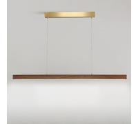 YCVAWEOD Ultra-Thin Long Pendant Light, Walnut Wood Grain Metal Hanging Lamp with White Acrylic Shades, Dining Room Decorative Lighting Suspension Lamps, Modern LED - 6000K LWX