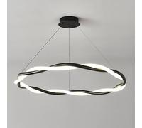 YCVAWEOD Ultra-Thin Ring Pendant Light, Spiral Metal Hanging Lamp with Acrylic Shade, Dining Room Lighting Suspension Lamps, Modern LED Chaner - 32W - 4000K, Minimalist Bedroom Drop Lights LWX