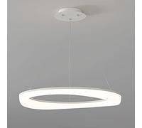 YCVAWEOD Ultra-Thin Ring Pendant Light, White Metal Annulus Hanging Lamp with Acrylic Shade, Dining Room Lighting Suspension Lamps, Modern LED - 6000K, Bedroom Drop Lights LWX