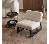 YCVAWEOD Upholstered Accent Chair Mid Century Modern Accent Chairs for Living Room Faux Leather Side Chairs for Small Space Bedroom Office Armless Faux Leather Side Chairs fo C LWX