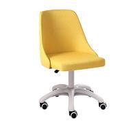 YCVAWEOD Upholstered Cute Office Desk Chair Armless, Comfy Office Swivel Fabric Vanity Makeup Chair with Back, Round Swivel Chair for Living Room, Bedroom,Yellow LWX