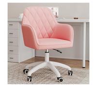 YCVAWEOD Vanity Chair Swivel Accent Chairs Stool for Makeup with Wheels and Back Modern Accent Chair Home Office Chair Task Armchair Adjustable Rolling Chair for Bedroom/White(Pink) LWX
