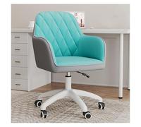 YCVAWEOD Vanity Chair Swivel Accent Chairs Stool for Makeup with Wheels and Back Modern Accent Chair Home Office Chair Task Armchair Adjustable Rolling Chair for Bedroom/White(Blue) LWX