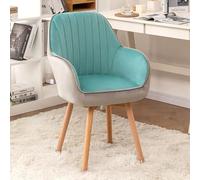 YCVAWEOD Velvet Upholstered Swivel Chair with Wooden Legs for Desk Comfortable Blue Accent Chair 1.41 x 87 cm Stylish Home Office Furniture. LWX