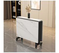 YCVAWEOD Versatile Folding Dining Table with 6 Wheels Space Saving Slate Dinner Table for Small Spaces Ideal for Restaurant Kitchen Bedroom Extendable Drop Leaf Design Suitable for Any Décor LWX