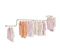 YCVAWEOD Wall-Mounted Clothes Rail, Industrial Tube Hanger Rod, Metal Wardrobe, Commercial Coat Rack, Multi-Purpose Heavy-Duty Hanging Clothes Rack(Gold 400Cm) LWX