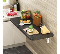 YCVAWEOD Wall Mounted Folding Desk, Fold Down Desk Drop Leaf Table, Laundry, Wood Floating Desk for Wall, Foldable Computer Desk Wall Mount, Wall Desks for Small Spaces 100x40cm/39x16in Black LWX