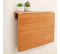YCVAWEOD Wall Mounted Folding Dining Table Bamboo Drop Leaf Desk Multifunctional Computer & Study Table for Small Spaces (Size: 60x40cm) Space Saving Solution LWX