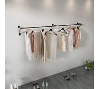 YCVAWEOD Wall Mounted Industrial Pipe Clothes Rack, Heavy Duty Vintage Metal Garment Rod for Boutique and Clothing Store Display, Detachable Hanging Solution for Retail and Laundry Spaces LWX