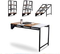 YCVAWEOD Wall Mounted Table, Fold Out Convertible Desk Multi-Function Computer Writing Floating Desk, Home Office Kitchen Wood Wall Hanging Desk,B LWX