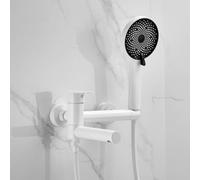 YCVAWEOD WallMounted White Bathtub Faucet with 90° Swivel Spout Single Handle Shower Mixer Tap Modern Bathroom Bath Set Easy Installation Stylish Design LWX