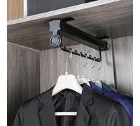 YCVAWEOD Wardrobe Clothes Rod with Sliding Rail Extendable Clothes Rail Metal Frame Pull Out Clothes Hanger 26-46cm Space-Saving,Black Matte Paint (Size : 358mm/14.1inch) beautiful scenery LWX