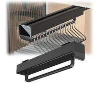 YCVAWEOD Wardrobe Clothing Rail Hanger Bar 32.5 To 62.5cm Pull Out Clothes Hanger Rack For Closet, Retractable Trousers Rack Drawer Pants Hangers Rod Storage, Black (Size : 57.5cm) LWX