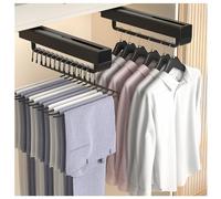 YCVAWEOD Wardrobe Clothing Rail Heavy Duty Pull Out Clothes Hanger Rod Space Saving Top Mount Push-Pull Trousers Rack Rods, Organizers for Closet Scarves Jeans (Size : 32.5cm) LWX