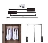 YCVAWEOD Wardrobe Rail Adjustable Stainless Steel Wardrobe Rail Tube Extendable Pull Out Closet Rod Pull Down Clothes With Soft Slides Load bearing 30kg Fits Most Wardrobes Size: 83 115cm LWX