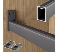 YCVAWEOD Wardrobe Rail Aluminum Closet Rod Hanger Bar 30 160cm Clothing Storage Rail with Silent Strip Space Saving Wardrobe Shower Curtain Rod for Closets LWX