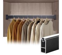 YCVAWEOD Wardrobe Rail Hanging Closet Clothes Rods, 30 40 45 60 90 110 120 Cm Aluminum Hanger Rail Clothes Organizer, Garment Divider Bar for Rv Wardrobe, Easy to Cut(115cm(45 1/4")) LWX