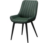 YCVAWEOD Waterproof PU Leather Dining Chair Black Metal Legs Stylish Green Upholstery Modern Design for Home & Office Comfortable Seating Solution LWX