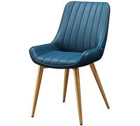 YCVAWEOD Waterproof PU Leather Dining Chair Metal Legs Modern Design (Blue with Gold Feet) - Stylish Durable Perfect for Dining Room or Kitchen Decor. LWX