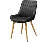 YCVAWEOD Waterproof PU Leather Dining Chair Modern Black Metal Legs Stylish Gold Accents Comfortable Seating for Home Office or Restaurant Use LWX