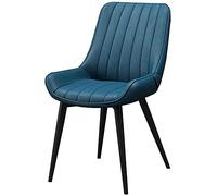 YCVAWEOD Waterproof PU Leather Dining Chair with Black Metal Legs - Stylish Blue Upholstery Modern Design Perfect for Dining Room Kitchen or Office LWX
