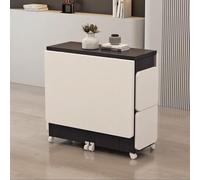 YCVAWEOD Wood Versatile Collapsible Extension Folding Dining Butterfly Table with Wheels for Home Office Living Room.(Off-white+black,120x60x77cm) LWX