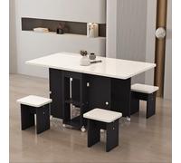 YCVAWEOD Wood Versatile Collapsible Extension Folding Dining Butterfly Table with Wheels for Home Office Living Room.(White black,120x60x77cm) LWX