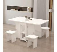 YCVAWEOD Wood Versatile Collapsible Extension Folding Dining Butterfly Table with Wheels for Home Office Living Room.(White,120x60x77cm) LWX