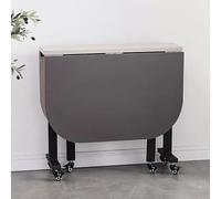 YCVAWEOD Wooden Drop Leaf Dining Table, With 6 Wheels - Folding & Extendable Space Saving Kitchen Table For Living Room - Multifunctional Foldable Furniture,Carbon Steel Bracket(A,120x80x75cm) LWX