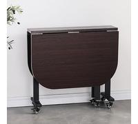 YCVAWEOD Wooden Drop Leaf Dining Table, With 6 Wheels - Folding & Extendable Space Saving Kitchen Table For Living Room - Multifunctional Foldable Furniture,Carbon Steel Bracket(E,120x80x75cm) LWX