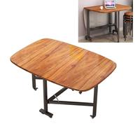 YCVAWEOD Wooden Folding Drop Leaf Dining Table for Small Spaces Extendable Butterfly Table for Kitchen or Living Room Multifunction Expandable Desk with Space Saving Design LWX