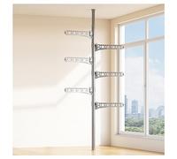 YCVAWEOD Xiulideni 3-6 Tier Freestanding Clothes Rack Adjustable Floor-to-Ceiling Wardrobe for Bedroom Living Room Balcony - Grey 6 Levels Space-Saving Corner Design LWX