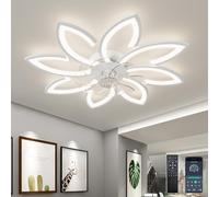 ycwdcz Ceiling Fans with Lights and Remote App, Low Profile Ceiling Fan Silent, Ceiling Fans with Lamps Modern Design, Dimmable, Memory Function, 6 Speeds, DC Motor, Summer/Winter Reversible, White