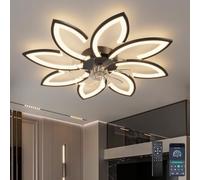 ycwdcz Ceiling Fans with Lights and Remote App, Low Profile Ceiling Fan Silent, Ceiling Fans with Lamps Modern Design, Dimmable, Memory Function, 6 Speeds, DC Motor, Summer/Winter Reversible, Black