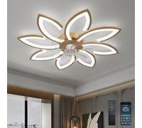 ycwdcz Ceiling Fans with Lights and Remote App, Low Profile Ceiling Fan Silent, Ceiling Fans with Lamps Modern Design, Dimmable, Memory Function, 6 Speeds, DC Motor, Summer/Winter Reversible, Gold