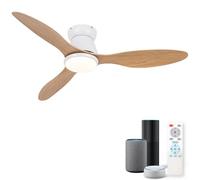 ycwdcz Smart Ceiling Fans with Lights Compatible with Alexa, 42″ Ceiling Fan with Lamp Quiet, Led Dimmable, 3000lm, Reversible 6 Speed, for Bedroom, Kitchen, Living Room, Lounge, White Wood grain