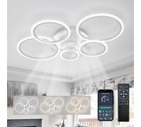 ycwdcz White Modern Ceiling Fan Silent Circle Ceiling Fans with Lights and Remote DC Motor Reversible Summer Winter Mode for Bedroom Living Room Kitchen, 100cm