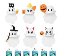 YCWSSB Ghostees Mystery Phone Buddy, Halloween Mobile Phone Decorative Sticker - Ghosts & Pumpkin Mobile Phone - Topper, Cute Mobile Phone Figure for All Smartphones (Pack of 6)