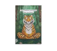 YCWUKARTS Don't Believe Everything That You Think Sitting Tiger Thinking Posters Canvas Wall Art Vintage Prints For Home Bar Wall Decor 12x18inch(30x45cm) Unframe-style
