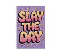 YCWUKARTS Slay The Day-Positive Quote Posters, Vintage Canvas Wall Art Anime Prints For Home & Office Wall Decor 24x36inch(60x90cm) Unframe-style