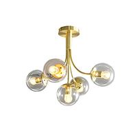 YCWZKJ E27 Glass Chandelier During Light,Brushed Brass With White Frosted Globes Branch Molecule Ceiling Light For Living Dining Room Restaurant,Light Luxury Magic Bean Sucks The Top Lam-