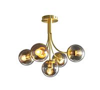 YCWZKJ E27 Glass Chandelier During Light,Brushed Brass With White Frosted Globes Branch Molecule Ceiling Light For Living Dining Room Restaurant,Light Luxury Magic Bean Sucks The Top Lam-