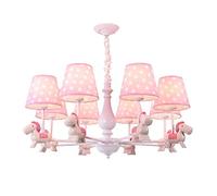 YCWZKJ E27 Pink Simple Cartoon Wooden Horse Children's Room Chandelier,Creative American Pastoral Color Chandelier,Bedroom Study Living Room-Pink. 8 Head