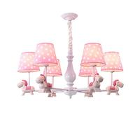 YCWZKJ E27 Pink Simple Cartoon Wooden Horse Children's Room Chandelier,Creative American Pastoral Color Chandelier,Bedroom Study Living Room-Pink. 6 Head