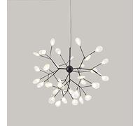 YCWZKJ Firefly Chandelier Nordic Creative Pendant Light Tree Branch Leaf Suspension Ceiling Hanging Lamp for Living Room Bedroom Restaurant,Black+WhiteLight-36Heads