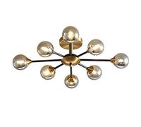 YCWZKJ Flush Mount Hanging Ceiling Lighting Fixture for Bedroom,G9 Modern Gold Sputnik Chandelier,Brushed Brass Mid Century During Light-Smoke Gray 8 Head