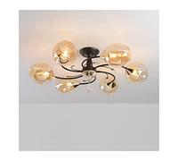 YCWZKJ Modern Blue Ceiling Light Fixture Semi Flush Mount Chandelier 6-Light for Bedroom Kitchen Farmhouse Hallway Foyer Passage-Gold 6t