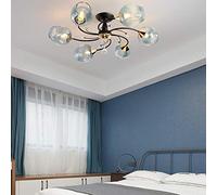 YCWZKJ Modern Blue Ceiling Light Fixture Semi Flush Mount Chandelier 6-Light for Bedroom Kitchen Farmhouse Hallway Foyer Passage-Blue 6t