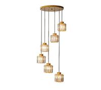 YCWZKJ Modern Crystal 6-Light Chandelier Lighting,Kitchen Island Pendant Light Adjustable Minimalist Spiral Hanging Light Fixture for Dining Room Staircase (Color : Gold)